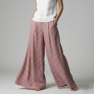 Tissu Motif géométrique turquoise rose et rouge