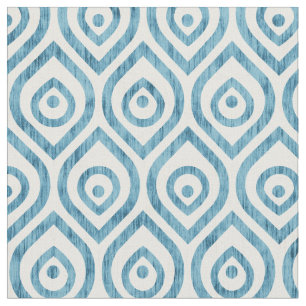 Tissu motif géométrique vintage bleu ogee.