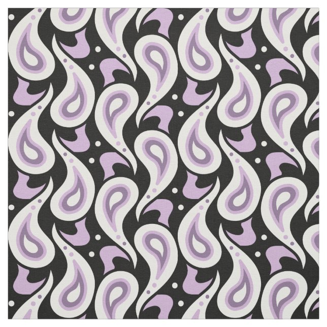 Tissu Motif géométrique violet, noir et blanc (Échantillon)