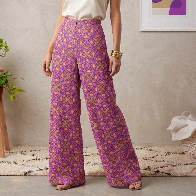 Tissu Motif géométrique violet rose et jaune (Créateur téléchargé)