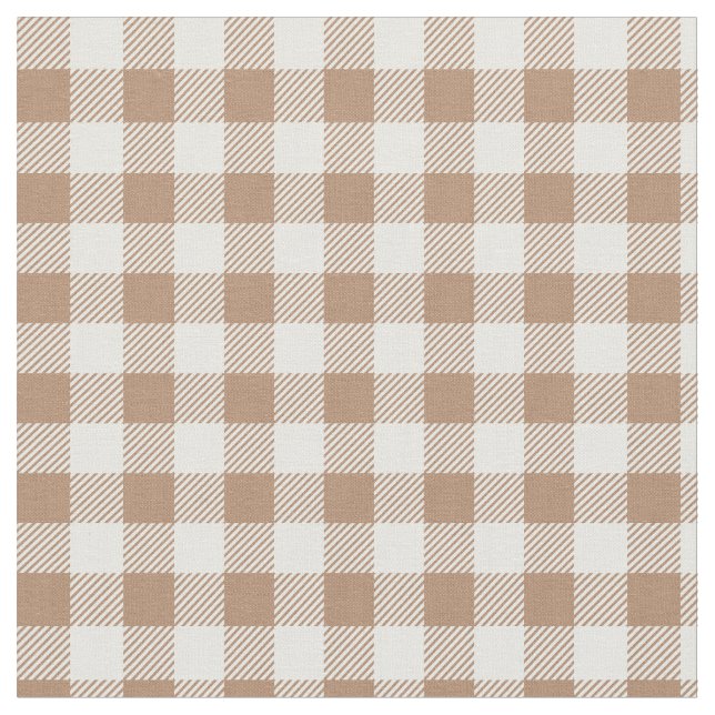 Tissu Motif Gingham Bohème Carreaux Marron Brun (Fermer)