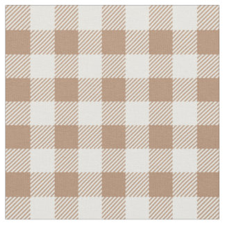 Tissu Motif Gingham Carreaux Vichy Ecossais Brun Beige