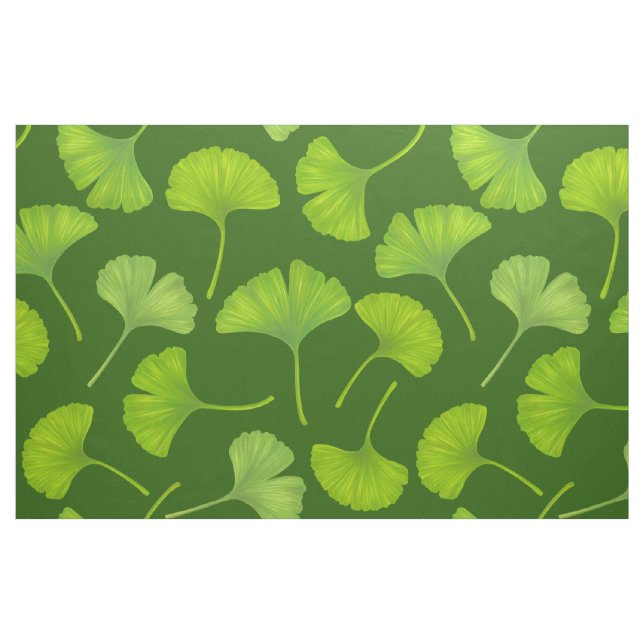 Tissu Motif Ginkgo sur vert foncé (Fat Quarter)