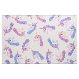 Tissu Motif Girly de licornes d'aquarelle dans le