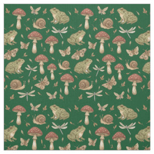 Tissu Motif Goblincore Champignon Grenouille Escargot Li