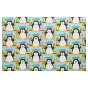 Tissu Motif graphique de peintre artistique de pingouin