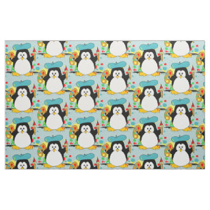 Tissu Motif graphique de peintre artistique de pingouin
