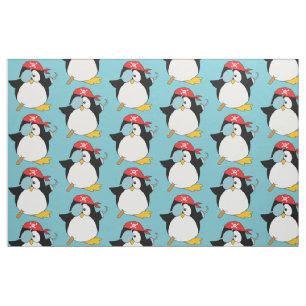 Tissu Motif graphique de pingouin de pirate