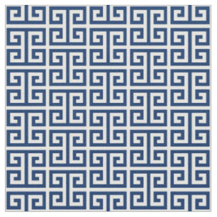 Tissu Motif grec clé Navy et Blanc