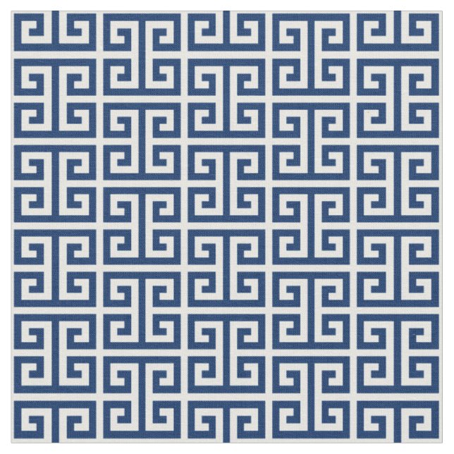 Tissu Motif grec clé Navy et Blanc (Fermer)