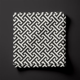 Tissu Motif grec clé noir et blanc