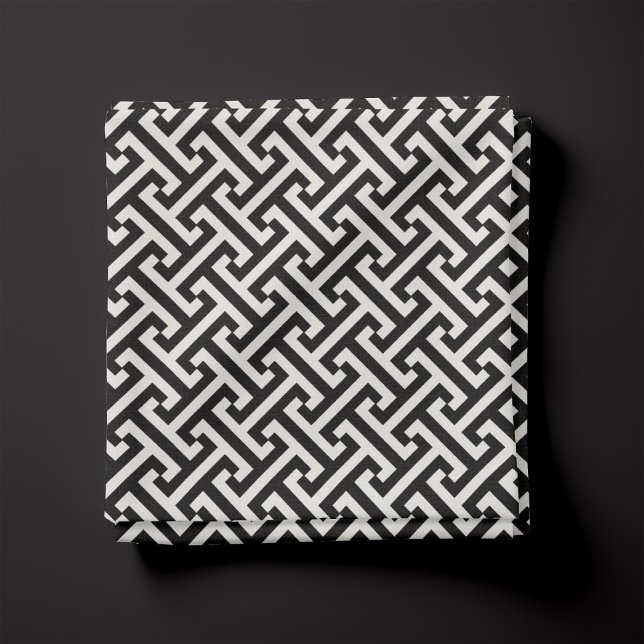 Tissu Motif grec clé noir et blanc (Créateur téléchargé)