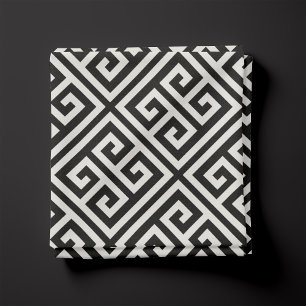 Tissu Motif grec clé noir et blanc