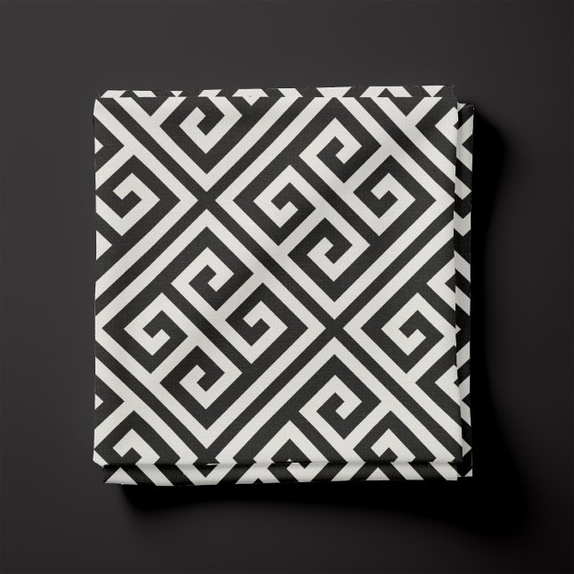 Tissu Motif grec clé noir et blanc (Créateur téléchargé)