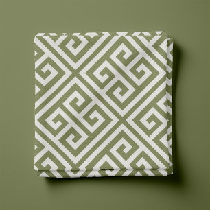 Tissu Motif grec vert olive