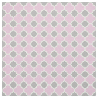 Tissu Motif gris blanc de Quatrefoil de rose en pastel