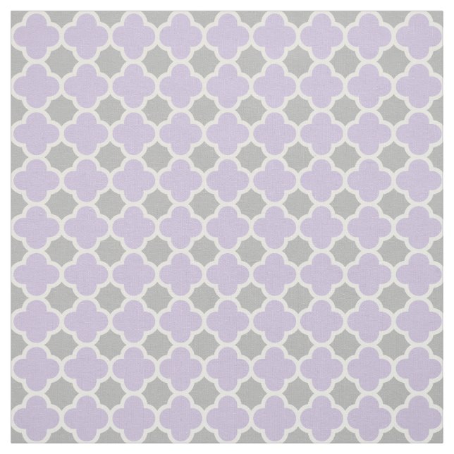 Tissu Motif gris blanc pourpre de Quatrefoil (Échantillon)