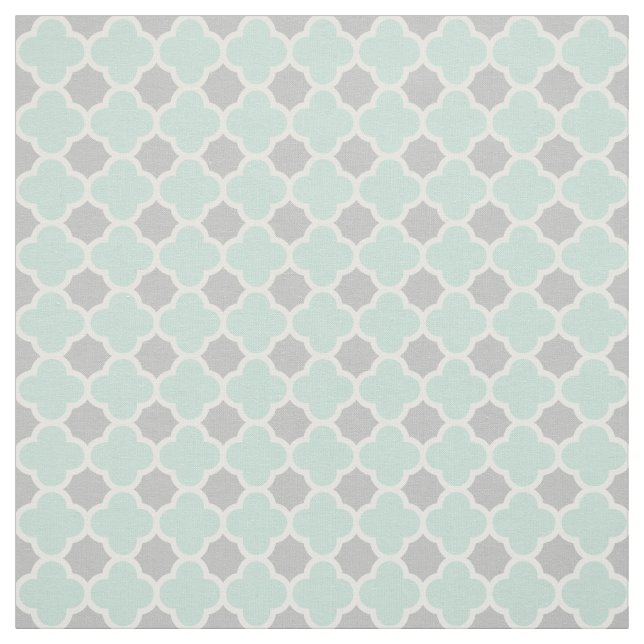 Tissu Motif gris blanc vert en bon état de Quatrefoil (Échantillon)