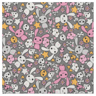 Tissu motif gris de kawaii