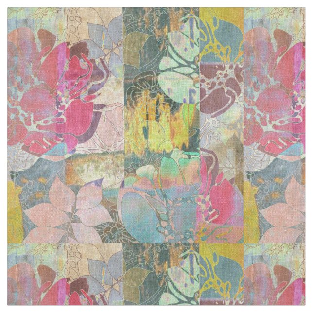 Tissu Motif grunge floral d'art (Fermer)