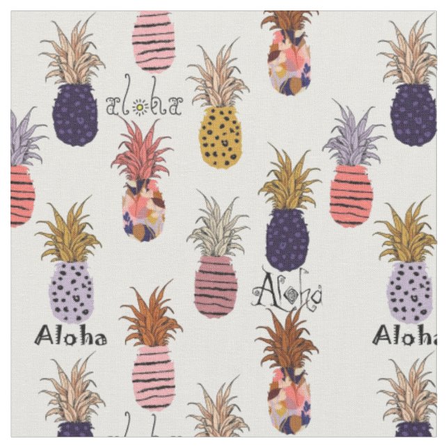 Tissu Motif hawaïen d'Aloha Pineapples (Fermer)