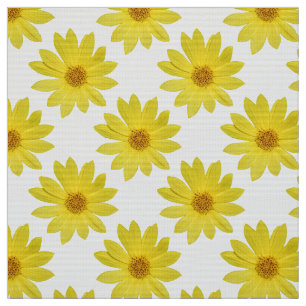 Tissu Motif Helianthus 'Lemon Queen' - Blanc
