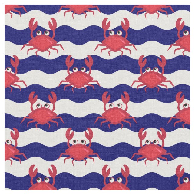 Tissu Motif heureux de crabes (Fermer)