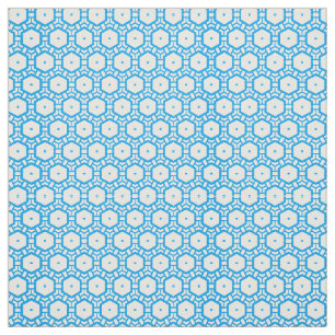 Tissu - Motif Hexagon bleu et blanc