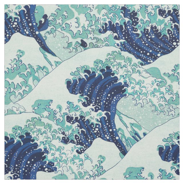 Tissu Motif Hokusai Blue Waves (Échantillon)