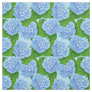 Tissu Motif hydrangée bleu