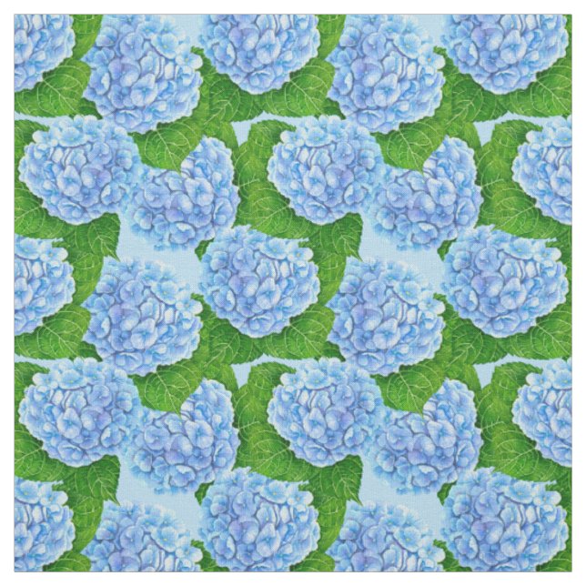 Tissu Motif hydrangée bleu (Échantillon)