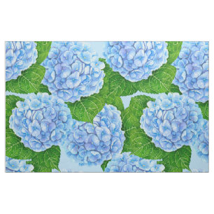 Tissu Motif hydrangée bleu