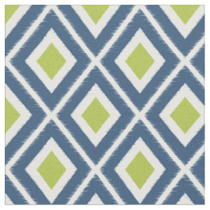 Tissu Motif Ikat bleu marine moderne et vert citron vert
