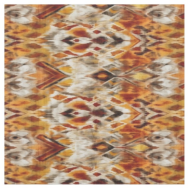 Tissu Motif Ikat de la tribu Orange Boho moderne (Fermer)