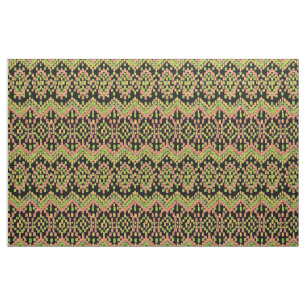 Tissu Motif Ikat Ethnique Coloré sur Fond Noir