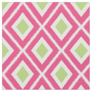 Tissu Motif Ikat moderne rose et vert citron