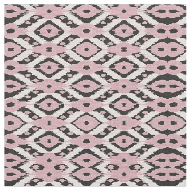 Tissu Motif Ikat noir rose vierge de Bohême moderne (Fermer)