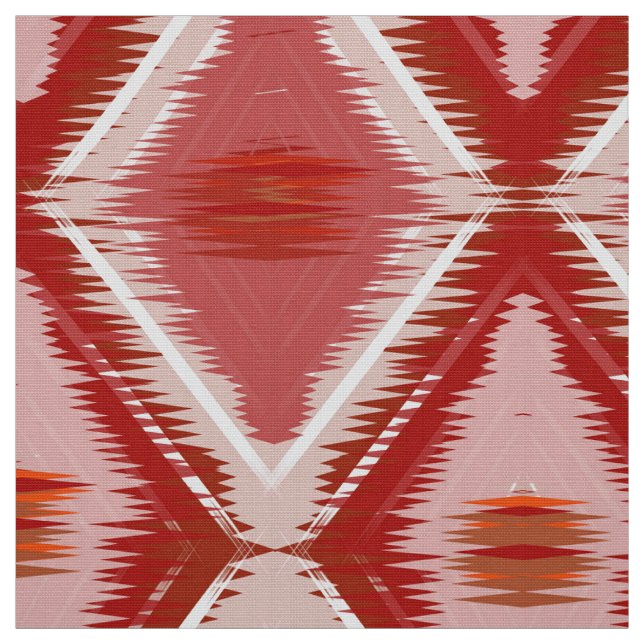 Tissu Motif ikat rouge blanc. (Échantillon)