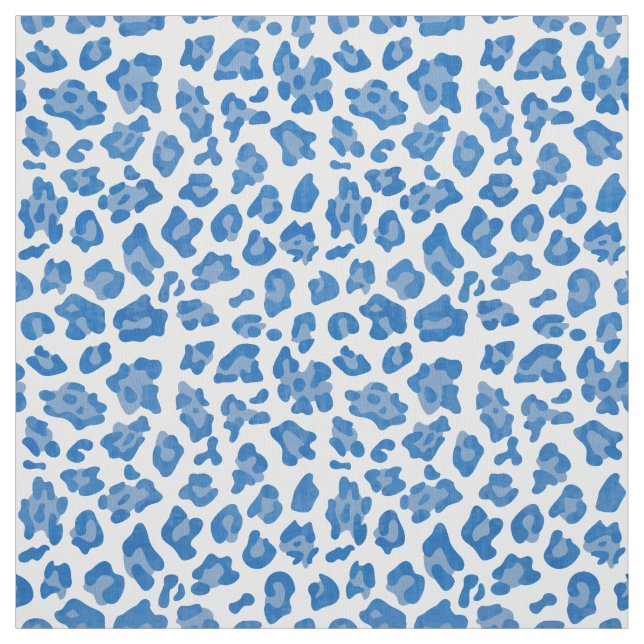 Tissu Motif Imprimé Léopard Bleu Et Blanc Prépa (Échantillon)
