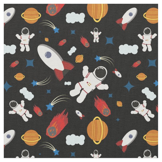Tissu Motif Indépendant De L'Espace, Astronautes, Rocket (Fermer)