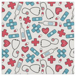Tissu Motif infirmier du Red Blue Hearts