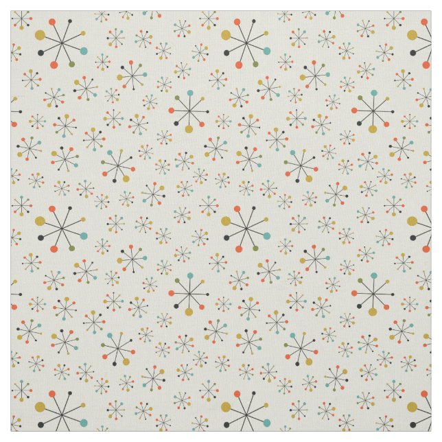 Tissu Motif inspiré atomique de la moitié du siècle (Échantillon)