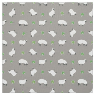 Tissu Motif irlandais de shamrock et de moutons