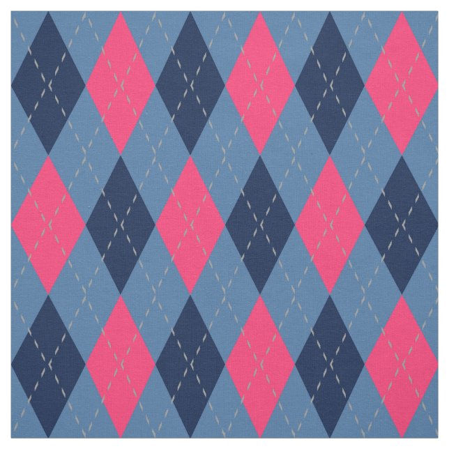 Tissu Motif Jacquard rose et bleu (Échantillon)