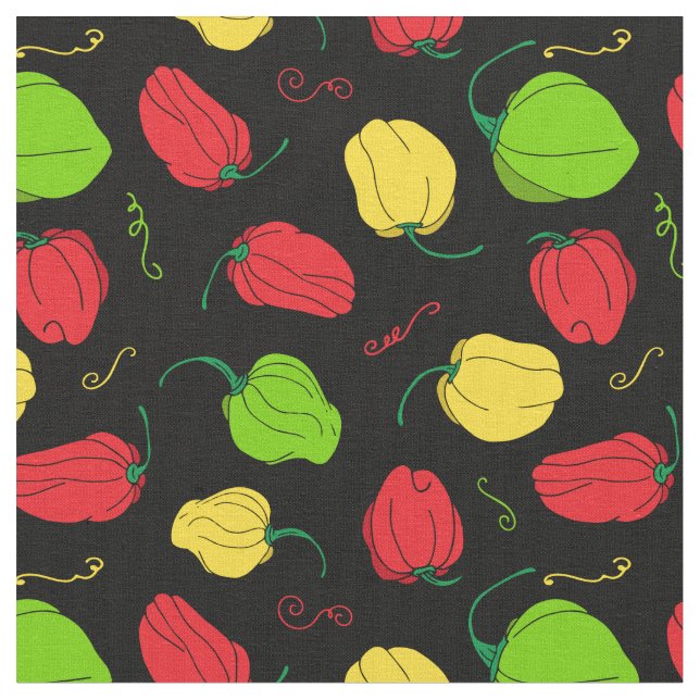 Tissu Motif jamaïcain Scotch Bonnet Chili (Fermer)