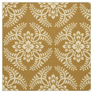 Tissu Motif japonais de médaillon, jaune de moutarde