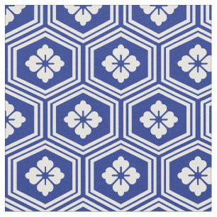 Tissu Motif japonais Kikkō Bleu et blanc