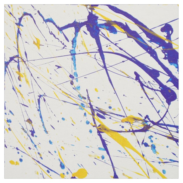 Tissu Motif jaune bleu moderne d'éclaboussures (Échantillon)
