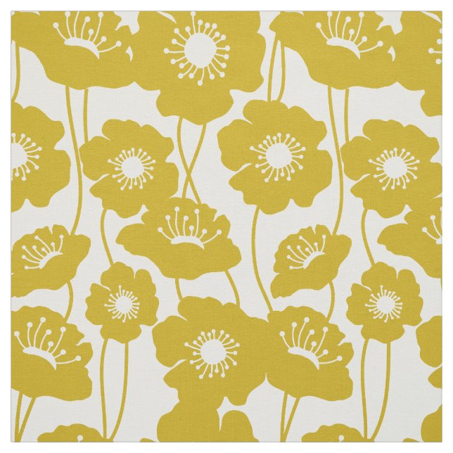 Tissu Motif jaune de pavots de moutarde (Échantillon)