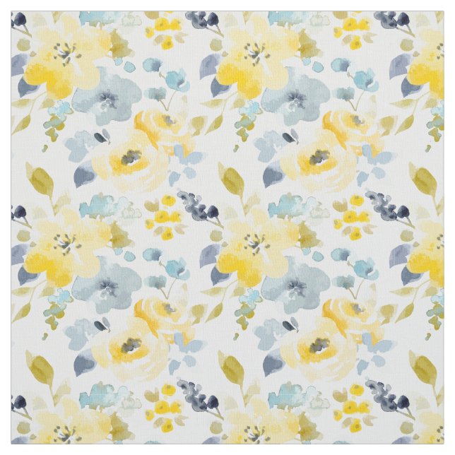 Tissu Motif jaune et bleu d'aquarelle (Échantillon)